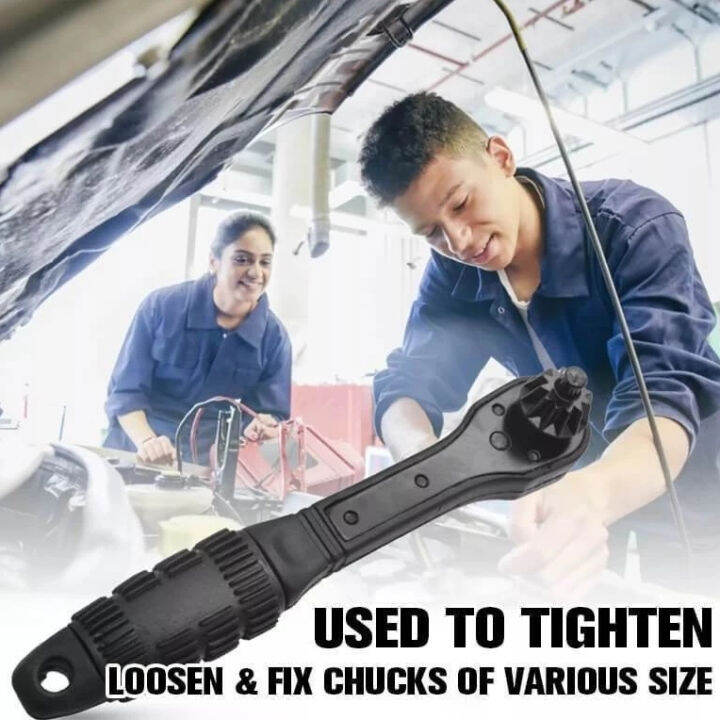 2in1 Drill Chuck Key Wrench Black Ratchet Dualuse Wrench Spanner