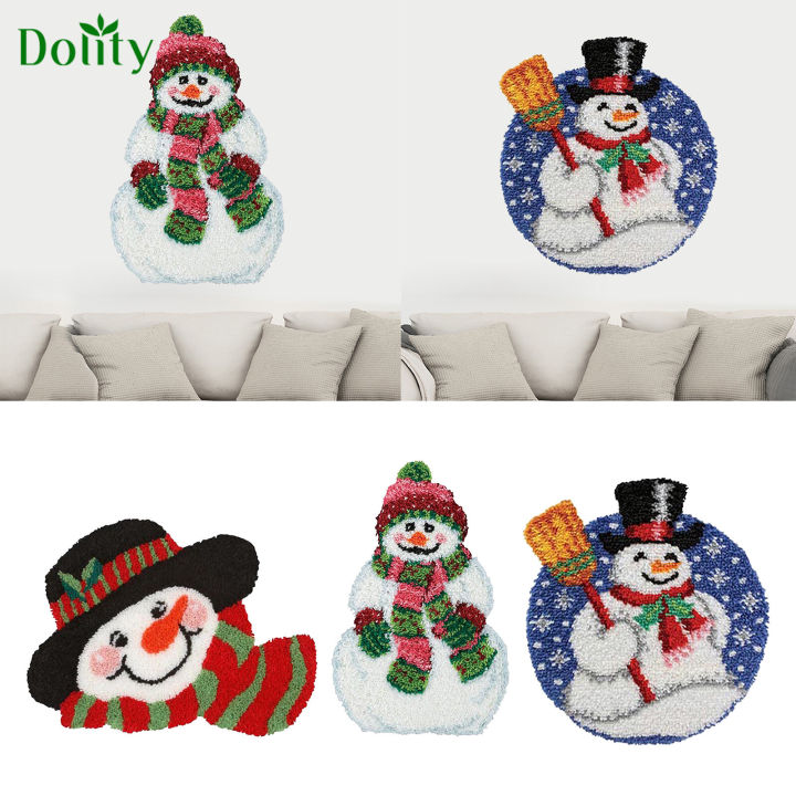 Latch Hook Pillow Kit Diy Throw Pillow Cover Printed Canvas Snowman Pattern  Sewing Kit For Kids & A