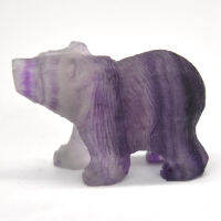 2 "Fluorite Bear Figurine มือแกะสลักหินรูปปั้นสัตว์ Healing คริสตัลแกะสลักตกแต่ง1PCS