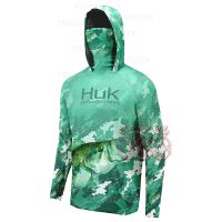 HUK เสื้อตกปลา S UPF 50 + บุรุษเสื้อตกปลาเสื้อสำหรับใส่ตกปลามีฮู้ดพร้อมหน้ากากมีฮู้ดรังสียูวีเสื้อสำหรับใส่ตกปลามีฮู้ดเสื้อตกปลาเสื้อฮู้ดตกปลาระบายอากาศได้ดี