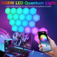 Smart App RGB LED Hexagon Light DIY Quantum Lamp Wall Light Remote Touch Sensor Night Light Modular Lamp Bedroom Bedside Decor