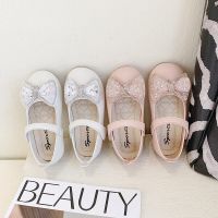 Girls Casual Shoes Princess Baby Sequin Bow Flat Shoes Fashion Childrens Performance Leather Shoes 2023 Spring Summer NewTH