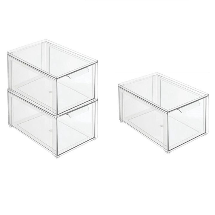 Stackable Clear Plastic Organizer Drawers 3 Piece Set Organize ...