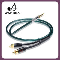 ATAUDIO Hifi 3.5มม. ถึง2RCA Y สเตอริโอแยกสายสัญญาณเสียง HiFi สำหรับการฟังเสียง MP3เชื่อมต่อโทรศัพท์ CD PC ไปยังเครื่องขยายเสียง