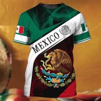 2023 In stock Mexico Eagle Printing Mens 3d Cock Pattern Short Sleeve  Mexico National Flag Harajuku Oversized O-neck T-shirts Tops，Contact the seller to personalize the name and logo