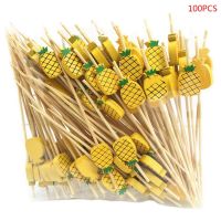 100 Pcs Disposable ที่จิ้มไม้ไผ่อาหารค็อกเทลผลไม้ Handmade Toothpicks ปิกนิกของตกแต่งปาร์ตี้