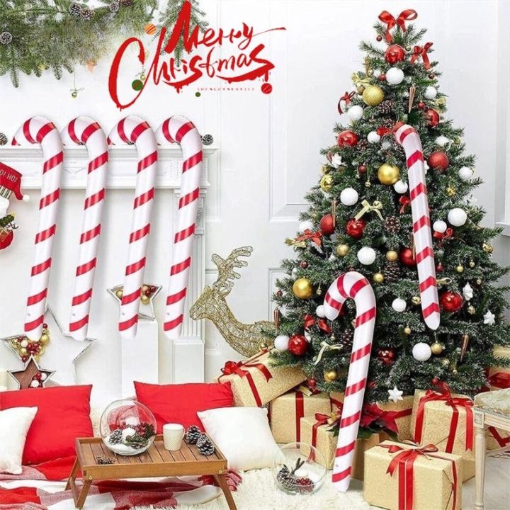 เครื่องประดับต้นคริสต์มาสลูกกวาดไม้เท้าคริสต์มาสเป่าลมขนาด90-120ซม-2024อุปกรณ์ตกแต่งคริสต์มาสในบ้านของขวัญสำหรับเด็ก