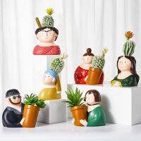 [AMO Garden Decoration]การออกแบบการ์ตูนน่ารักฉ่ำพืชหม้อกระถางดอกไม้ชาวไร่พืชผู้ถือ W/ ท่อระบายน้ำหลุมสก์ท็อปหน้าต่างตกแต่งสำหรับบ้าน