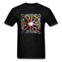 เสื้อยืดคอกลมเสื้อยืดลําลอง ผ้าฝ้าย แขนสั้น คอกลม พิมพ์ลาย Mandala Octopus And His Friends 3 มิติ ทรงหลวม สีดํา สําหรับผ  JU8J