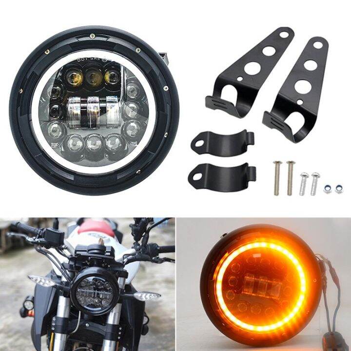 7.5 Inch LED Headlight Motorcycle Hi&Lo DRL Phare Farol Moto Headlamp ...