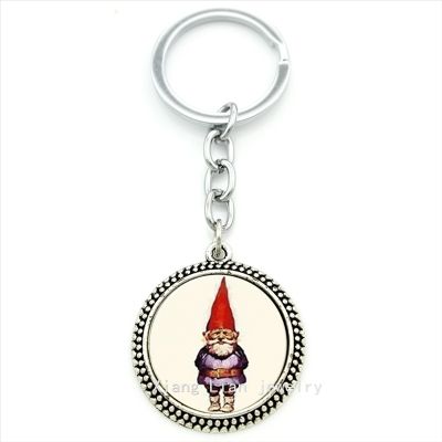 【CW】✹✼✣  fashion and fine women keychain Garden Gnome Fantasy  Bezel art picture pendant key ring T216