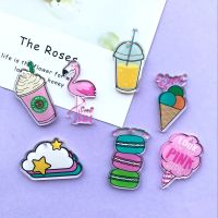 10pcs Fashion resin Acrylic Cartoon Flamingo drink Charms  for DIY decoration neckalce Bag  key chain Jewelry Making accessories Cups  Mugs Saucers