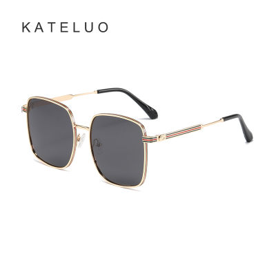 [พร้อมกล่อง] KATELUO LS309แว่นกันแดดโพลาไรซ์ของผู้หญิงแฟชั่นกรอบโลหะขนาดใหญ่กรอบแว่นตาป่า
