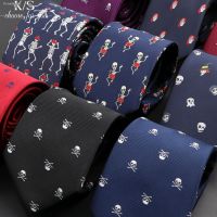 ♙⊕☫ New Casual Skull Ties For Men Classic Slim 8cm Polyester Neckties Fashion Man Tie Gift For Men Wedding Groom Business Necktie