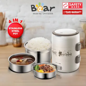 Multifunctional portable lunch box recommendation Bear intelligent  electric steamed and cooked mini rice cooker hot pot, Pluggable and heated  2L
