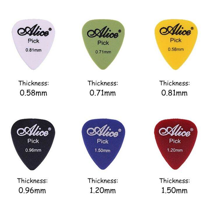 50pcs-set-electric-guitar-pick-acoustic-music-picks-bass-plectrum-0-58-0-71-0-81-0-96-1-20-1-50mm-thickness-guitar-accessories