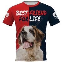 2023 NEWBest Friend St. Bernard 3D พิมพ์เสื้อยืดผู้หญิงสำหรับผู้ชายฤดูร้อน Casual Tees เสื้อยืดแขนสั้น