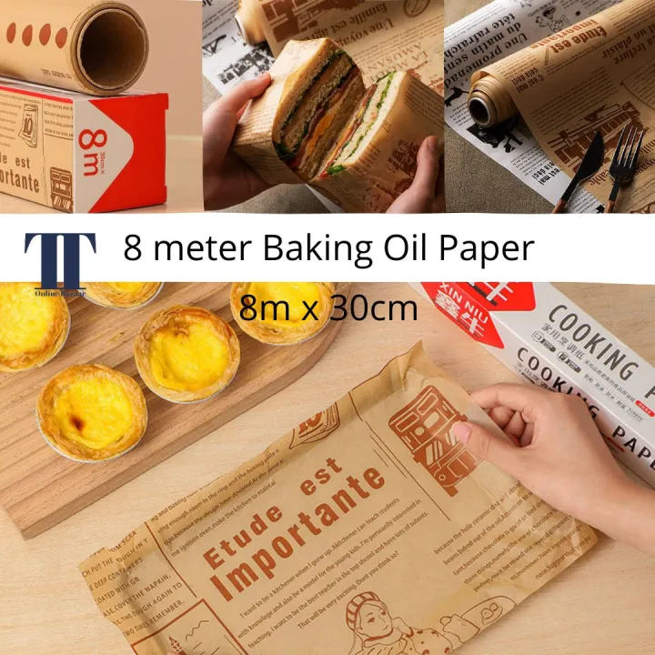 8 Meter Oil Paper Baking Paper Food Grade Bread Sandwich Burger Fries ...