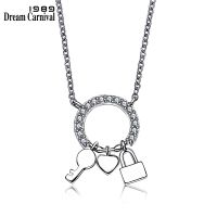 【Discount】 Dreamคาร์นิวัล1989จี้เงินใหม่925จี้กุญแจรูปหัวใจสีขาวลูกบาศก์เซอร์โคเนียสร้อยคอแฟชั่นสำหรับผู้หญิง V00566H