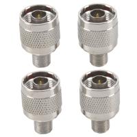 4Pcs N Type Male Plug to F Female RF Coaxial Adapter Connector for Wireless Antenna,Silver