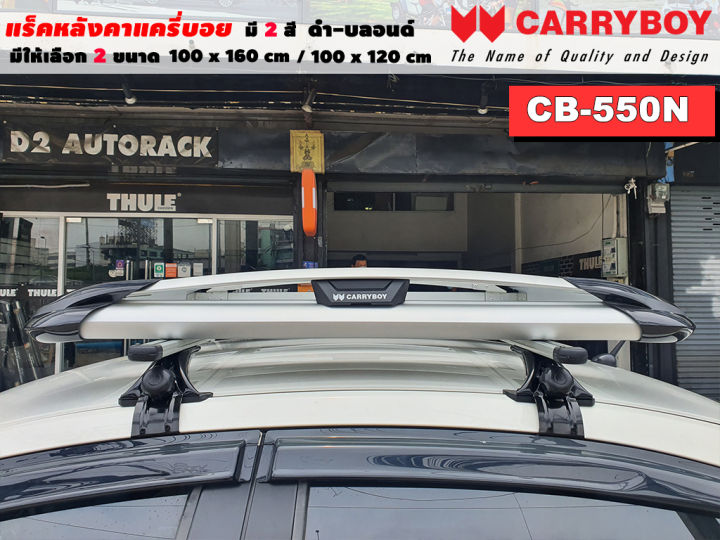 type-เก๋ง-กระบะ-แร็คหลังคารถ-แครี่บอย-carryboy-cb-550n-100x160-cm-100x120-cm-มี-2-สี-ดำ-บลอนด์-ราวหลังคา-ขาจับแร็ค-แร็คหลังคาถอดได้-ตัวยึดแร็คหลังคา