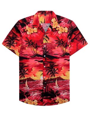 เสื้อฮาวายพิมพ์ลาย3d สีสันสดใสเสื้อผ้าผู้หญิงชายหาดแขนสั้นสำหรับผู้ชายแฟชั่นฤดูร้อน