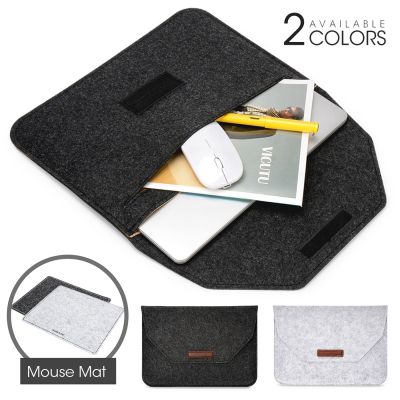 แล็ปท็อปกระเป๋าสักหลาดขนแกะ Sarung Lengan 11 12 13 15นิ้วสำหรับ Macbook Air Pro เคสสำหรับโน๊ตบุ๊ค MateBook กับแผ่นรองเมาส์ของขวัญ Zongsheng