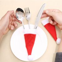 10 Pack Christmas Hat Cutlery Holder Bag 2023 Christmas Decorations 2022 Christmas Decorations Home Decor for Family Happy New Y