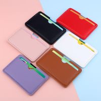 Casing kulit PU pria wanita tas kulit PU Mini ID kredit Bank bisnis pemegang kartu 3 Slot saku koin dompet kecil ramping casing pelindung