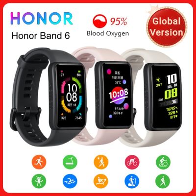 ◑♂ Original Honor Band 6 Global Version Smart Band Bracelet Watch Waterproof Heart Rate Monitor Blood Oxygen AMOLED Touch Screen