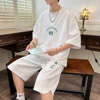 【hot seller】 mens summer casual sports all-match loose short-sleeved two-piece suit handsome set of clothes