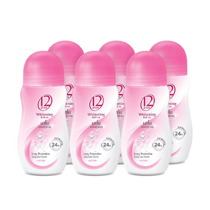 12 Plus Roll-on Nano Pink 25 ml x 6.ทเวลฟ์พลัส โรลออน นาโน คอลลาเจน สีชมพู ขนาด 25 มล. แพ็ค 6 ขวด