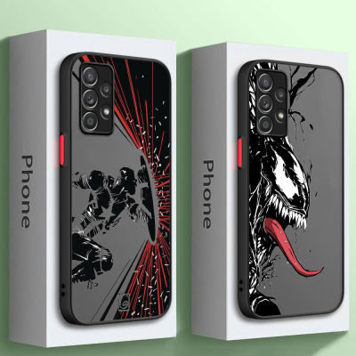 Matte Case For Samsung A52 A53 A12 A13 A14 A21s A22 A24 4G A32 A34 A54 A53 A70 A72 A73 5G Phone Cover Marvel Drawing Spiderman Phone Cases
