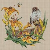 birds on the Yellow fence Cross Stitch Set Cross-stitch Kit Embroidery Needlework Craft Packages Cotton Fabric Floss