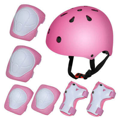 7Pcsset Uni Children Outdoor Sports Kids Safety Helmet Knee Elbow Pad Sets Cycling Skate Skateboard Bike Roller Protector