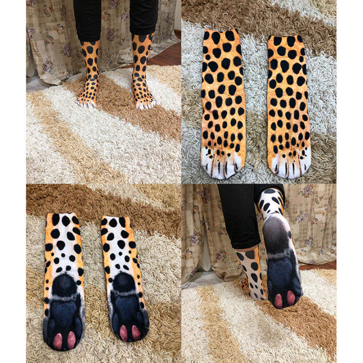 loreta-funny-leopard-tiger-cotton-ถุงเท้าผู้หญิงสัตว์-kawaii-unisex-ถุงเท้าปาร์ตี้