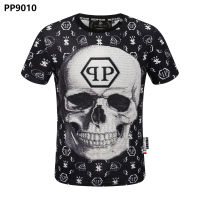 ที่มีคุณภาพสูงผู้ชาย Philipp Plein กะโหลกกระดูกผ้าฝ้ายแขนสั้นเสื้อยืด PP เสื้อเย็นประเดิม