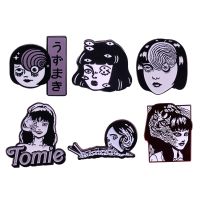 Horror Anime Junji Ito Tomie Uzumaki Enamel Pin Womens Brooches Briefcase Badges Lapel Pins for Backpack Jewelry Accessories