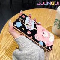 Jlingji เคสสำหรับ Xiaomi MI POCO F2 POCO X2 Redmi เคส K30น่ารักลวดลายหมีสีชมพูใหม่กรอบสี่เหลี่ยมพื้นผิวเคสซิลิกาเจลกันกระแทกเคสมือถือฝาครอบป้องกันรวมทุกอย่างในเลนส์กล้องถ่ายรูป