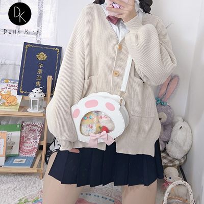 Cute Cat Paw Style Purses and Handbag for Young Girls Kawaii Ita Bag Women Shoulder Crossbody Bag Transparent Japanese Clutch