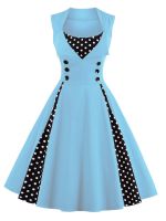 【HOT】ﺴ S-5XL Robe 50s 60s Rockabilly Dot Pin Up Dresses Tunic Vestidos