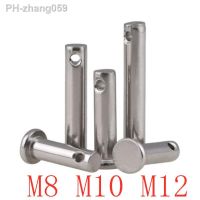 1-2pcs M8 M10 M12 Clevis Pins with Head 304 Stainless Steel Shaft Flat Head with Hole Positioning Pins Cylindrical Pin Bolt Pin