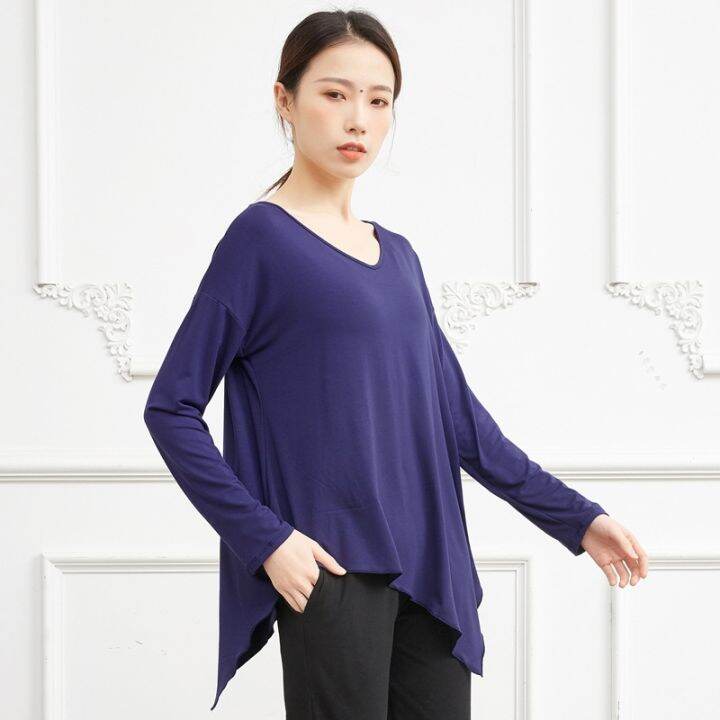 welfare-modern-dance-clothes-v-neck-irregular-loose-lazy-dance-blouse