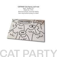 [พร้อมส่ง] พรมดักฝุ่น ลาย Cat Party ขนาด 40x60 cm. by CATNAP