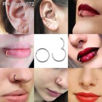 Stainless Steel Titanium Hinged Segment Lip Nose Ring Ear Cartilage Tragus Helix Lip Piercing for Men Women Punk Hiphop Jewelry