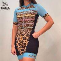 Macaquinho De Ciclismo Xama ชุดชุดหมีแขนสั้นลายเสือดาวสำหรับผู้หญิงเสื้อผ้าแข่งรถจักรยานไซส์2XS-4XL โปร