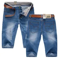 2022 New Jeans ยีนส์ขาสั้น ผ้ายืดฟอกนิ่ม สีมิดไนด์-สนิมน้ำตาล มีริม ไซส์