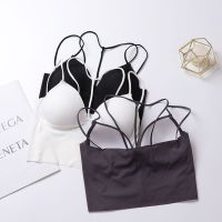 Ice Silk Hanging Neck Strap Tank Top Womens Inner Wear with Chest Pads Summer Bottom Wrapping Chest Sexy Back Bra