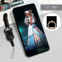 เคส TPU แบบนิ่มสำหรับ VIVO V17 PRO คลุมทั้งหมดเคสโทรศัพท์สายฝามีที่ถือวงแหวนและเชือกป้องกันการตกแฟชั่น