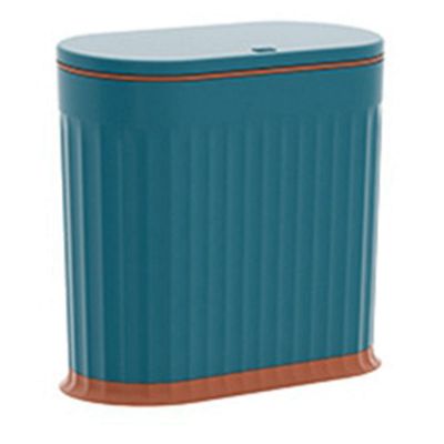 12L Household Waste Bins with Lid Kitchen Bathroom Nordic Style Push-Type Elastic Lid Narrow Space Trash Can